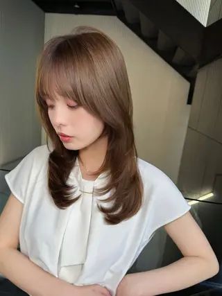 セミロング レイヤー×髪質改善 ×透明感/杉田 圭のヘアスタイル