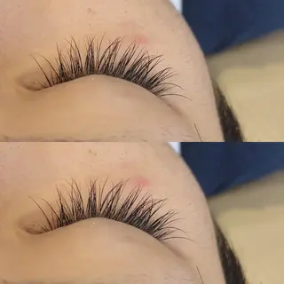 マツエク・マツパ レイヤーカット✖️ 柔らかベージュカラーのヘアスタイル