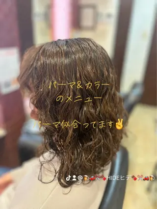 セミロング カラー パーマ 織田 英之のヘアスタイル