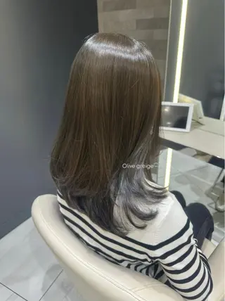 ミディアム カラー オリーブ/暖色/艶髪 /縮毛矯正/メンズのヘアスタイル