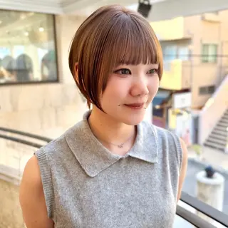 ショート カラー ブリーチなし✨透明感 カラー𓃲YAGIのヘアスタイル
