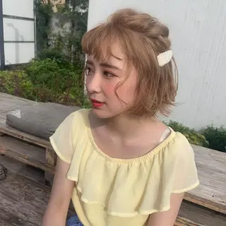 ショート カラー ヘアアレンジ 韓国✖️網紅🖤 パーマYURIYAのヘアスタイル