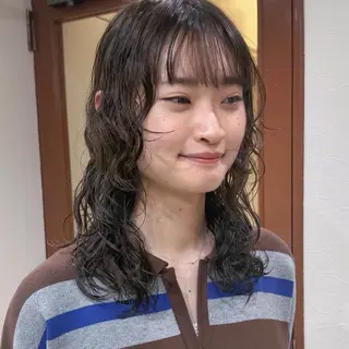 ミディアム カラー パーマ 似合わせカラー×髪質 改善伏見/RIONAのヘアスタイル