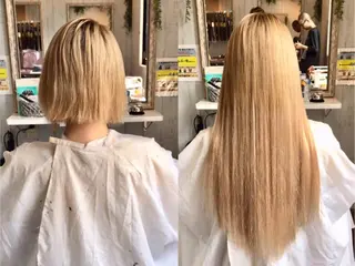 ロング カラー ヘアアレンジ 大阪レミーエクステ チビ編み込みのヘアスタイル