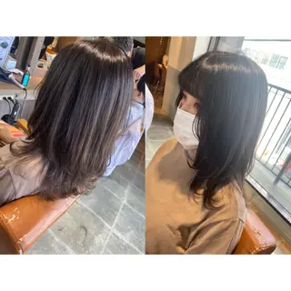 カラー 🩵盛れる顔周り/ 艶カラーemi🩵のヘアスタイル