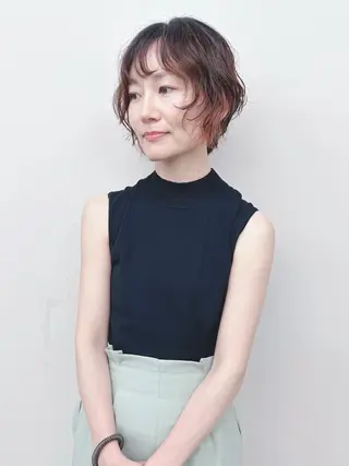 ショート パーマ ボブ/ゆるふわ ボブパーマ/とういのヘアスタイル