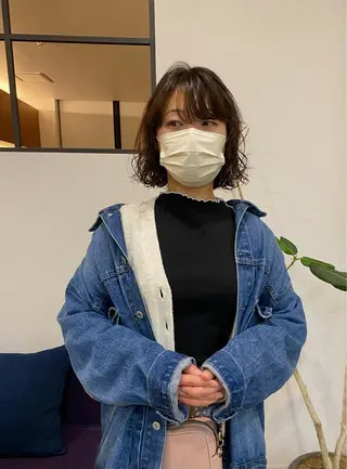 ミディアム パーマ ショート& パーマ　坂本のヘアスタイル