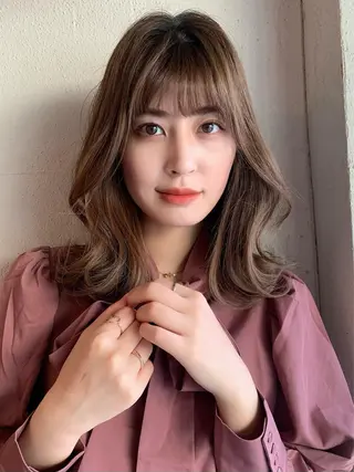 セミロング カラー 透明感カラー✂︎ /縮毛矯正/YUKAのヘアスタイル