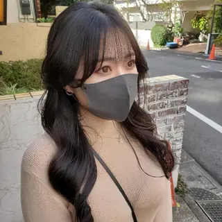 カラー ロング 韓国風レイヤーカット 上手く丁寧早い/マツのヘアスタイル