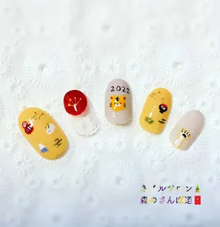 ネイル ショートネイル 森のさんぽ道のネイルデザイン