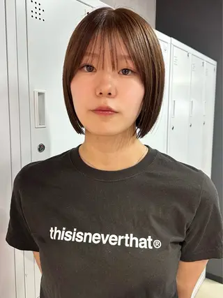 ショート カラー 縮毛矯正×ボブ職人 【圧倒的朝楽ボブ】のヘアスタイル