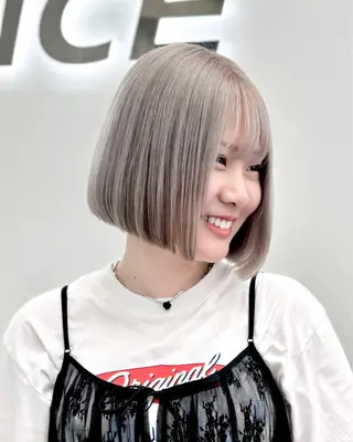 ショート カラー ヘアアレンジ 縮毛矯正🤍 盛れるボブ/ひかりのヘアスタイル