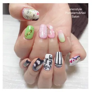 ミディアム ネイル 🐾enen style 🐾のネイルデザイン