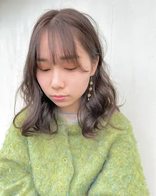 ミディアム カラー 縮毛矯正/ レイヤー/ミディアムのヘアスタイル