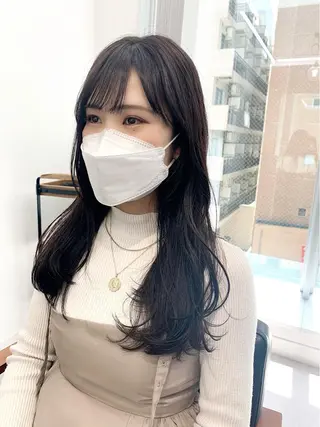 ロング カラー パーマ ヘアアレンジ メンズ キッズ ネイル マツエク・マツパ 似合せレイヤー/ 柔らか透明感カラーのヘアスタイル
