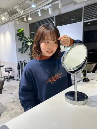 ミディアム パーマ 骨格診断カット ひより FILMSのヘアスタイル