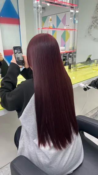 ロング カラー ヘアアレンジ 🩶渋谷の赤髪 トップ/らいる🩶のヘアスタイル