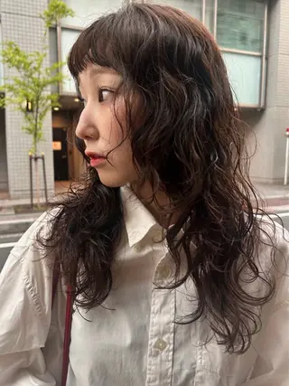 セミロング カラー パーマ デザインパーマ/ カット/nanaのヘアスタイル