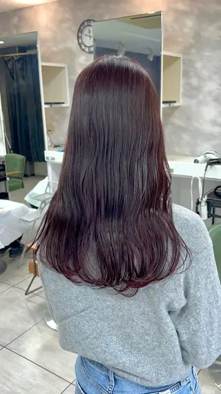 ロング カラー ヘアアレンジ インナー×縮毛矯正 ピンクカラー澤井里菜のヘアスタイル