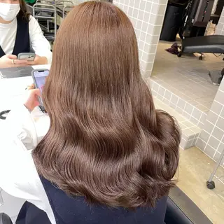 ロング カラー ダブルカラー/🐻 ベージュ‎/ピンクのヘアスタイル