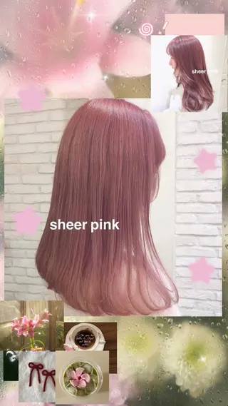 ロング SHION🍒ྀི/ ヘアメ/ピンクカラーのヘアスタイル