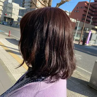 ミディアム カラー パーマ 💜推しインナー カラー/菊池柊真💜のヘアスタイル