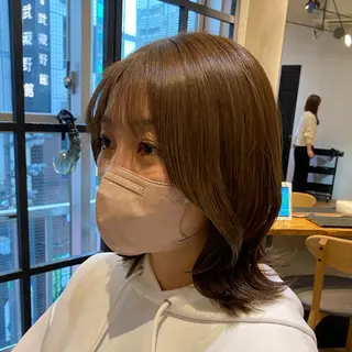セミロング 新宿/顔周りカット +レイヤー＝しずく♩のヘアスタイル