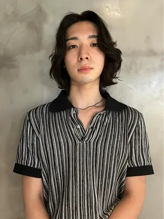 ミディアム カラー メンズ bob リョウタのヘアスタイル