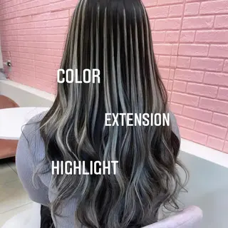 ロング カラー エクステ🩵ブリーチ 韓国ヘア🩵KAEのヘアスタイル