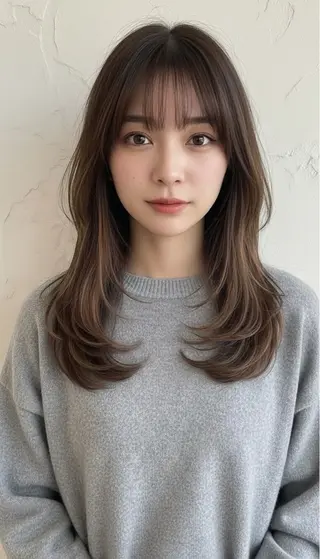セミロング カラー 🥀髪質改善/ 透明感🥀ユイキのヘアスタイル