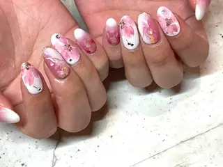 ネイル 韓国/ワンホン/長さ 出しつけ放題🎀のネイルデザイン