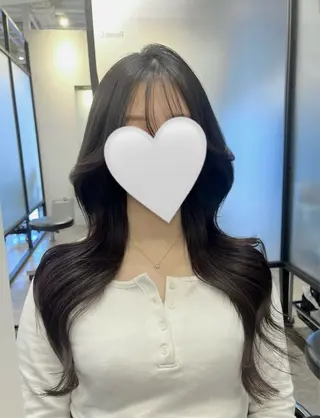 ロング マンツーマン／韓国 ヘア‎Amiのヘアスタイル