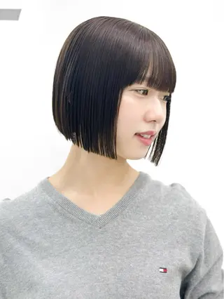 ショート カラー ヘアアレンジ 縮毛矯正🤍 盛れるボブ/ひかりのヘアスタイル
