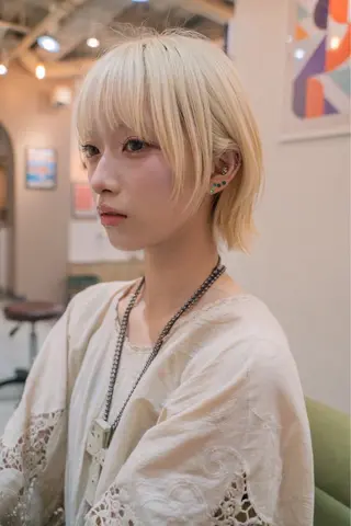 ショート カラー 【ボブ】縮毛矯正/ 船橋駅5分/鈴木杏美のヘアスタイル
