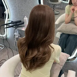セミロング カラー ヘアアレンジ ブリーチなしW🎀 髪質改善／はのんのヘアスタイル