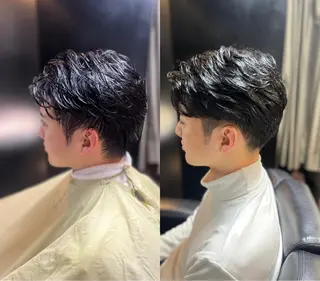 ミディアム 新宿💈カットモデル メンズカットのヘアスタイル