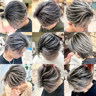 ミディアム カラー メンズ バレイヤージュ/ シャドウルーツ/安室のヘアスタイル