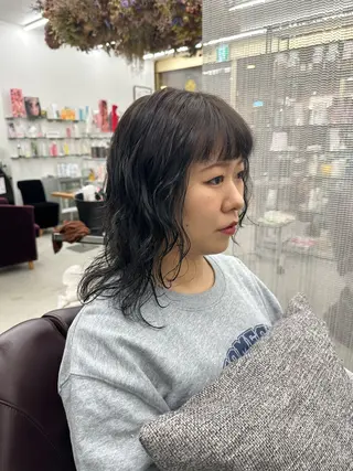 セミロング パーマ ボブ  レイヤー 髪質改善  相澤晃希のヘアスタイル