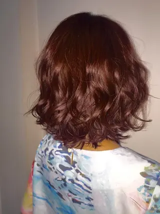 ショート ミディアム カラー パーマ 若杉 諒のヘアスタイル