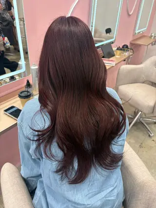 ロング カラー Miu 名古屋カット ミディアム/ピンク髪のヘアスタイル