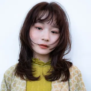 ミディアム レイヤー/艶カラー /パーマ💚千琴のヘアスタイル
