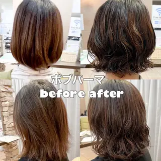 ミディアム パーマ 髪質改善ストレート ⚡️下ノ村柊斗⚡️のヘアスタイル