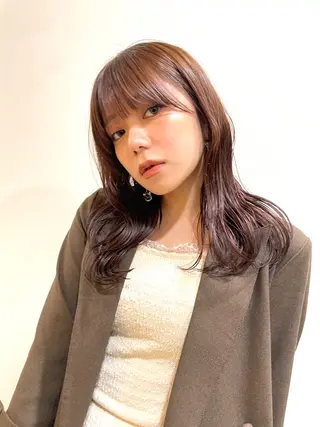 ミディアム カラー レイヤー／パーマ TAKUYAのヘアスタイル