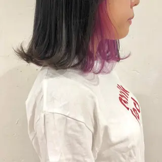 ミディアム カラー 銀座/ハイトーン/ hayaka 🖤のヘアスタイル
