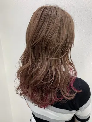 ロング カラー Wカラー/アレンジ/ ブリーチ無しWカラーのヘアスタイル