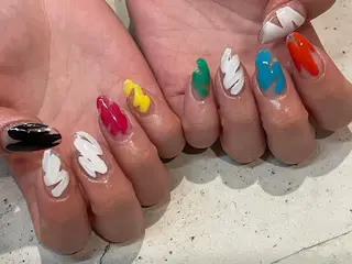 ネイル 韓国/ワンホン/長さ 出しつけ放題🎀のネイルデザイン