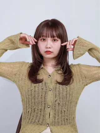 ミディアム カラー 顔周り✂️透明感 レイヤー/みっきーのヘアスタイル