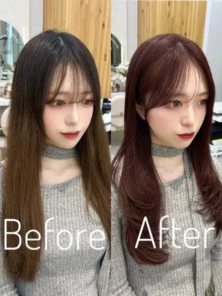 ロング カラー 🇰🇷韓国風くびれ ヘア🇰🇷中村優大のヘアスタイル