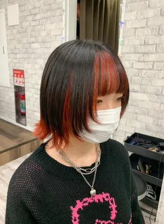 ミディアム カラー パーマ ヘアアレンジ メンズ キッズ ネイル マツエク・マツパ アイブロウ 🐺ウルフ×ハイトー ン🖤Yukinoのヘアスタイル