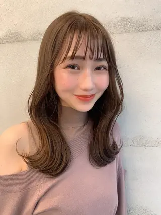 ミディアム カラー 透明感カラー✂︎ /縮毛矯正/YUKAのヘアスタイル